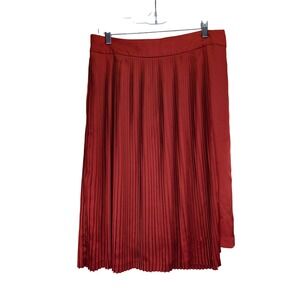 Banana Republic Olivia Palermo Burnt‎ Orange Pleated Midi Wrap Skirt 8 Office